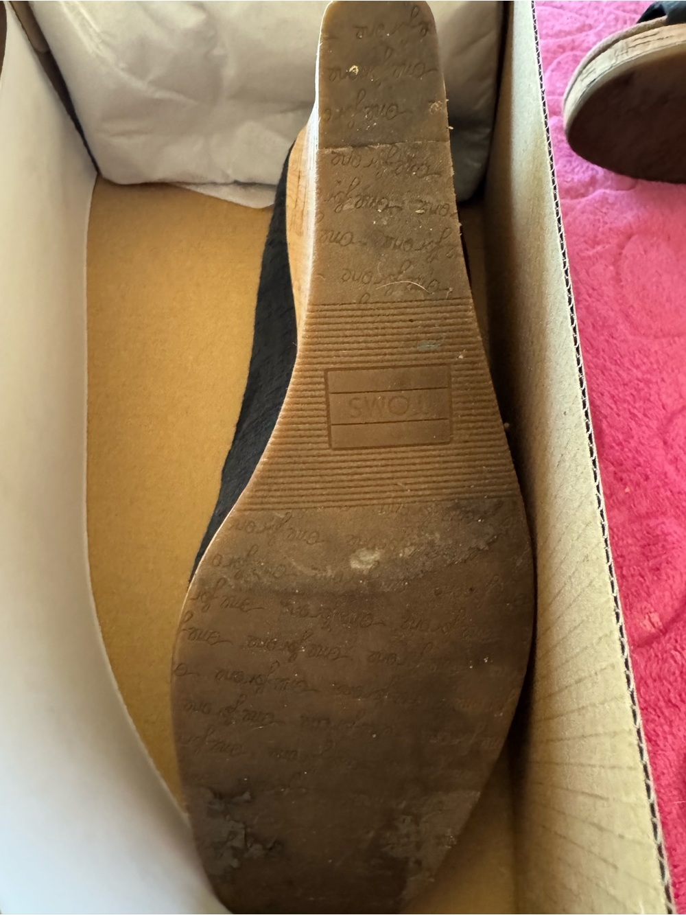 Toms Black Canvas Cork Wedge Espadrille - Picture 4 of 5